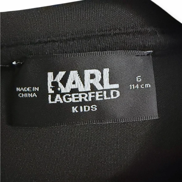 Karl Lagerfeld Kids Black Logo Neoprene Dress Belted Designer Girls Outfit - Picture 6 of 6